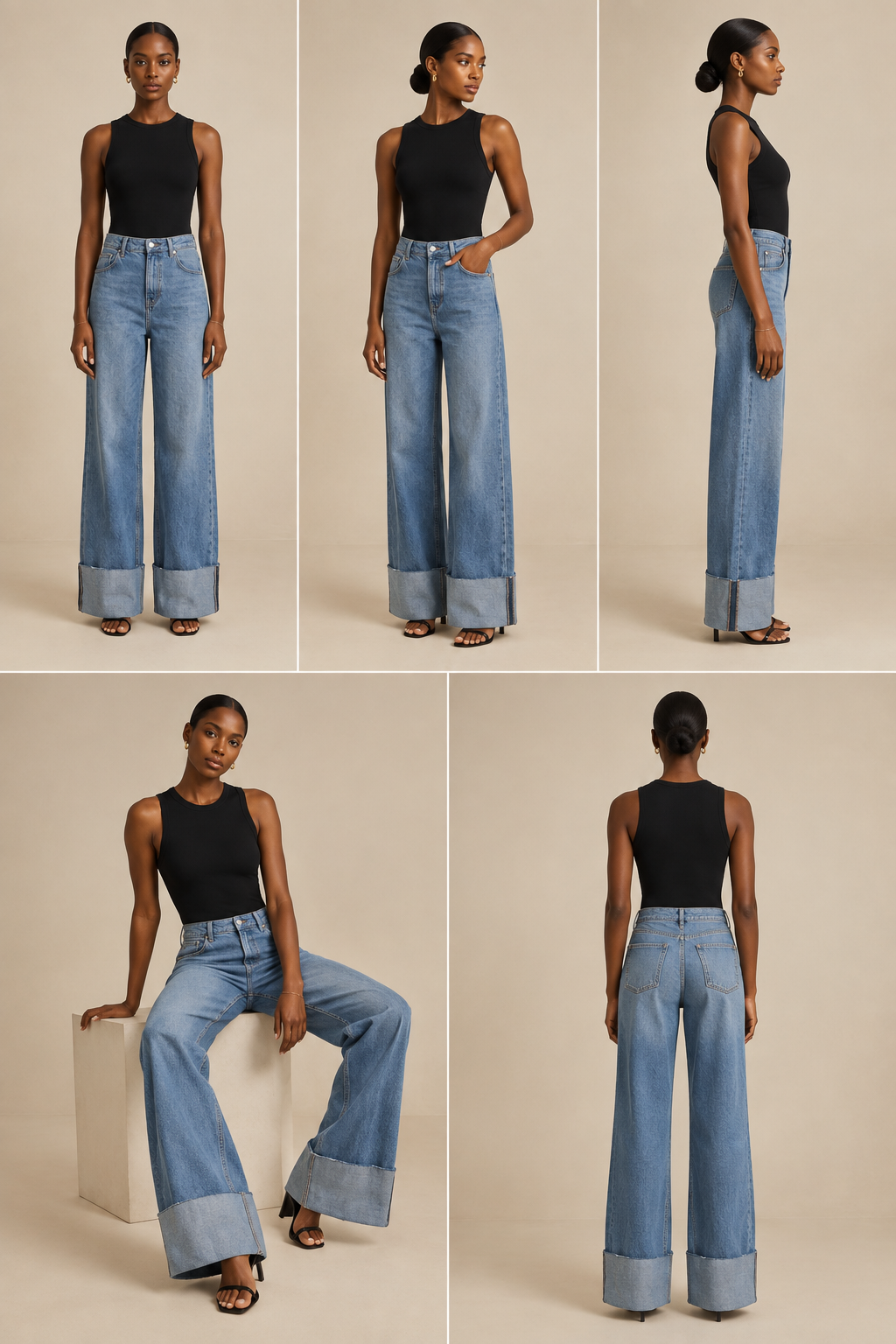 Jean Wide Leg à revers