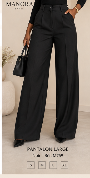 Pantalon Large Noir MANORA
